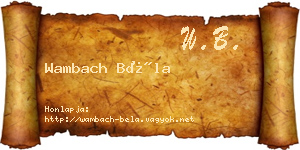 Wambach Béla névjegykártya
